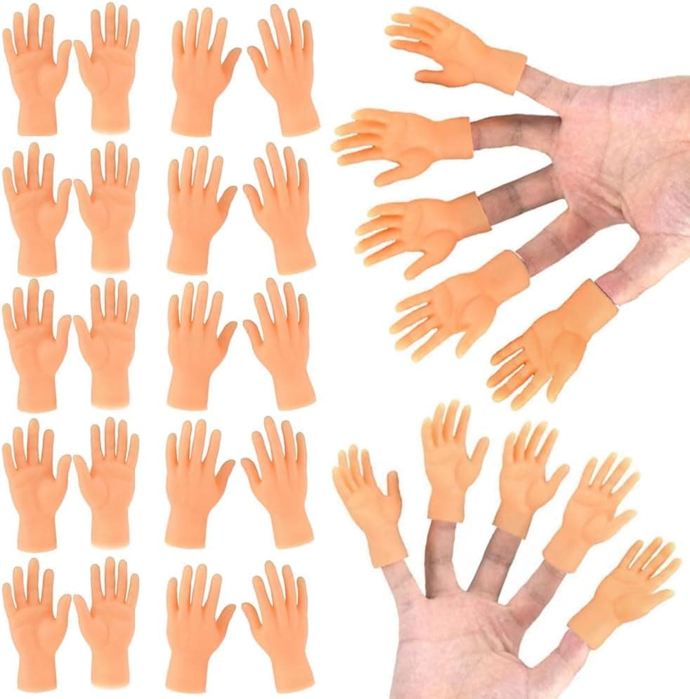 30 Pcs Tiny Finger Hands Mini Rubber Finger Puppets, Miniature Small Hands Cute Little Hand Finger for Gifts Puppet Show Prank Gag Performance Party Favors