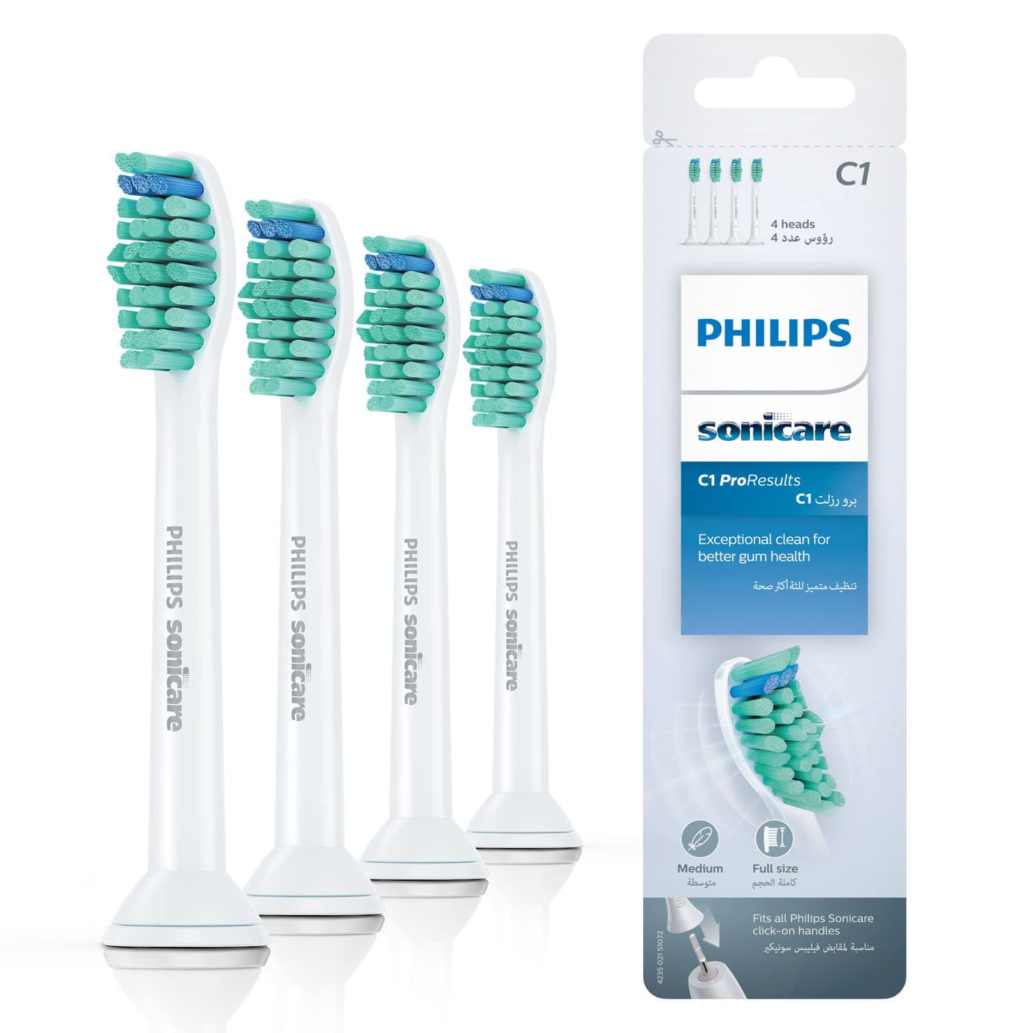 Philips 4er Pack, Standard packaging: Sonicare White 4-in-1 ProResults Standard Brush Head