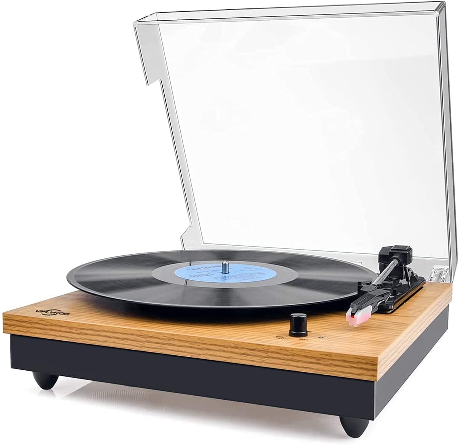 Record Player, Bluetooth Portable Vinyl Turntable with Built-in 2 Stereo Speakers and Belt Drive,Retro LP Player with Dust Cover, 3 Speed 33/45/78 RPM, RCA Output