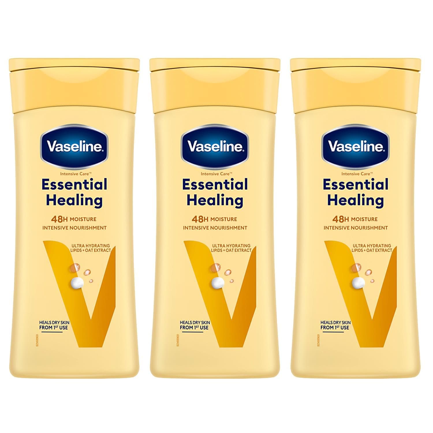 Vaseline Intensive Care Essential Healing Body Lotion Bundle – 3 x 400ml – For Dry, Cracked Skin