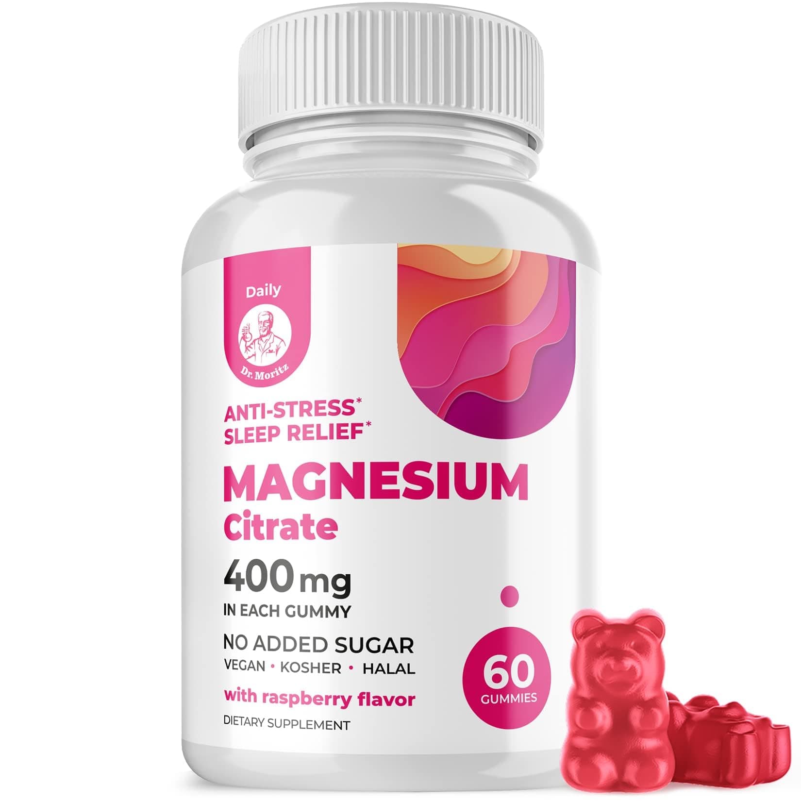 Magnesium Citrate Gummies Sugar-Free - Calm Magnesium Gummies Supplement for Children, Sugar -Supports Cardiovascular Health -Free Chews for Kids & Adults (60 Count)