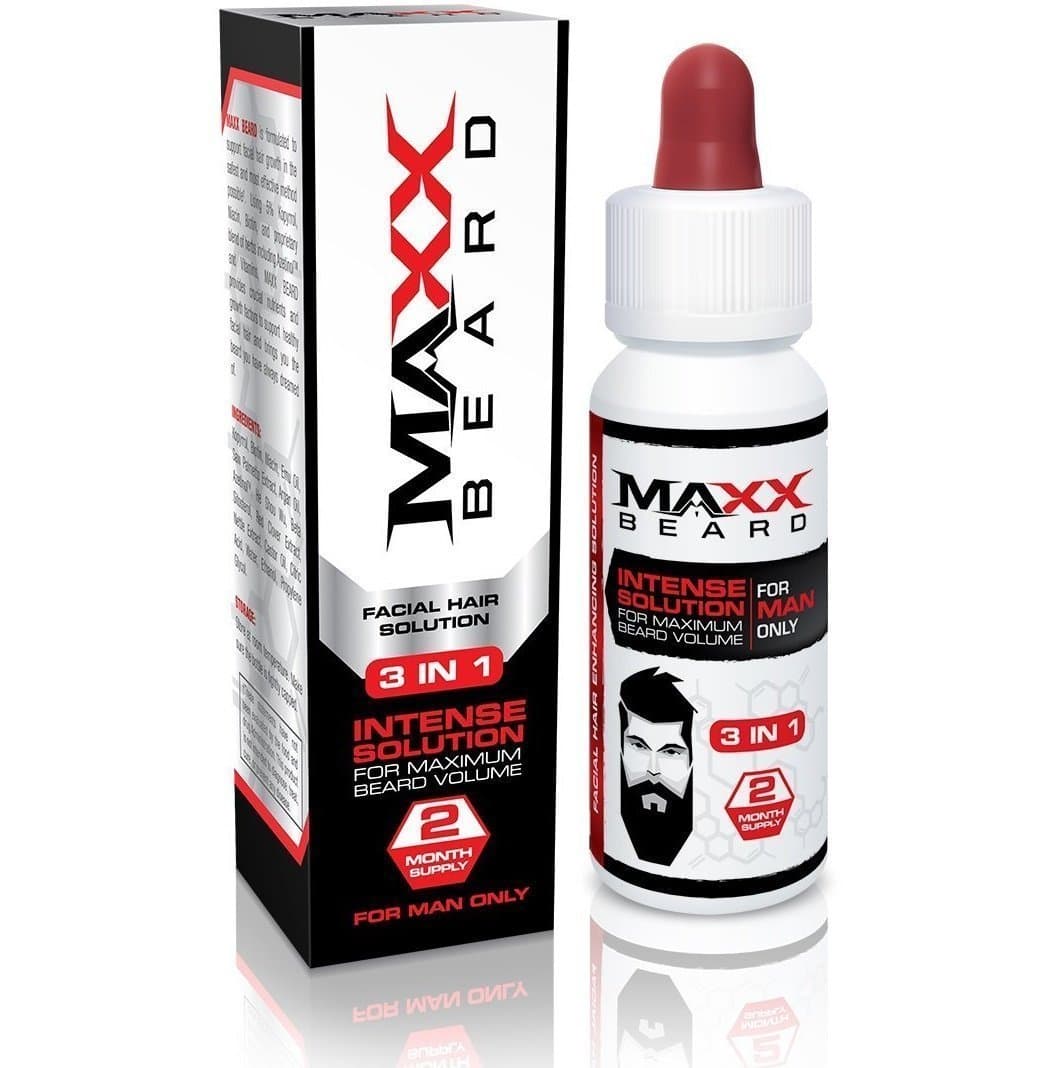 Maxx Beard -#1 Beard Growth Solution, Natural Solution for Maximum Beard Volume-2 Month Supply