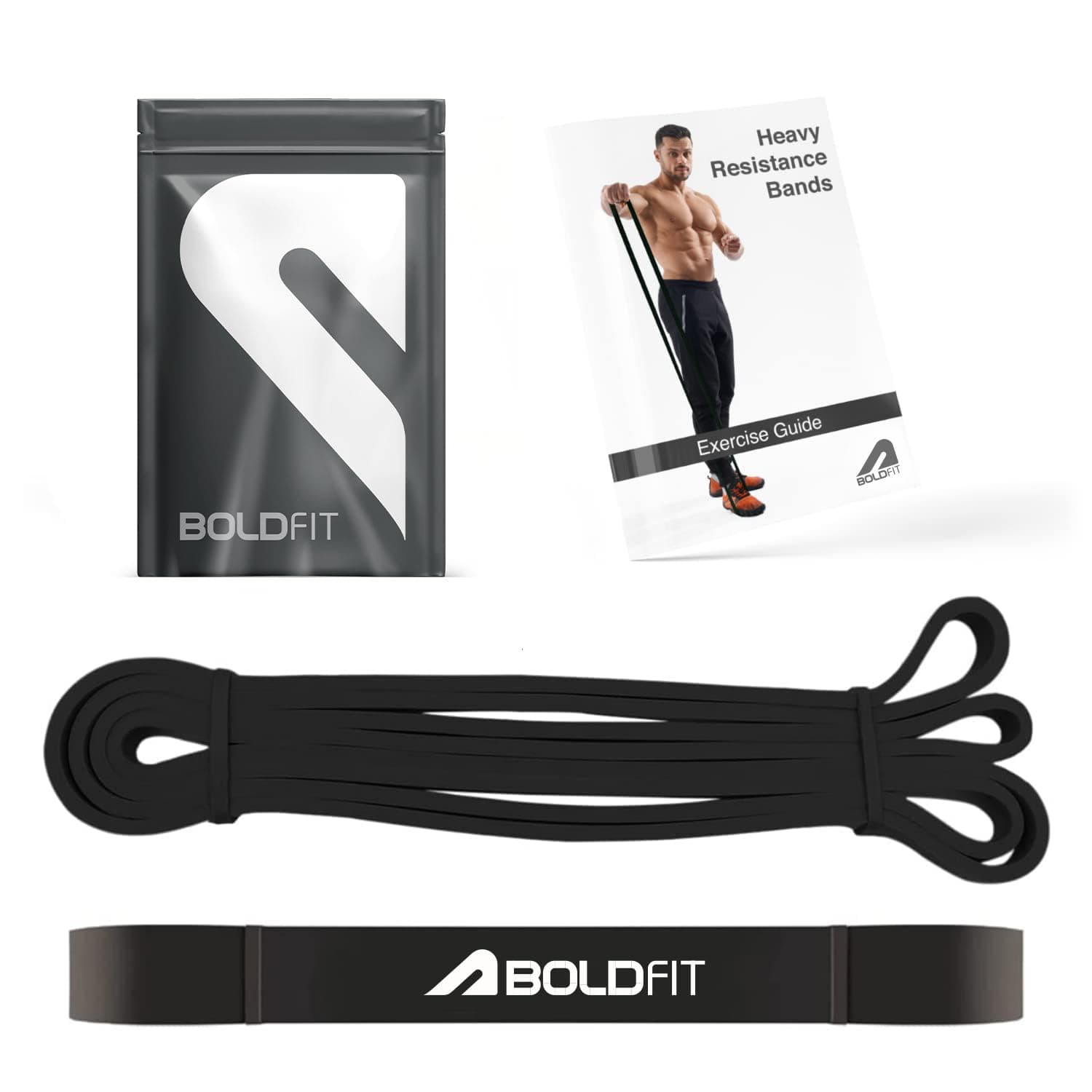 Boldfit Heavy Resistance Band for Exercise & Stretching, Pull Up Band Suitable in Home & Gym Workout, Power Bands for Men & Women. (Black 15-30 kg Resistances)(Material: Natural Rubber)