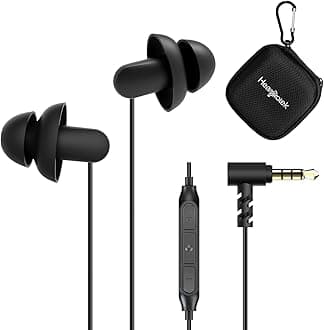 Hearprotek Sleep Earbuds, 2 Pairs Ultra Soft Lightweight Silicone Sleeping Earphone Headphones with Volume Control and mic for Side Sleeper, Snoring, Air Travel, Relaxation (Black)