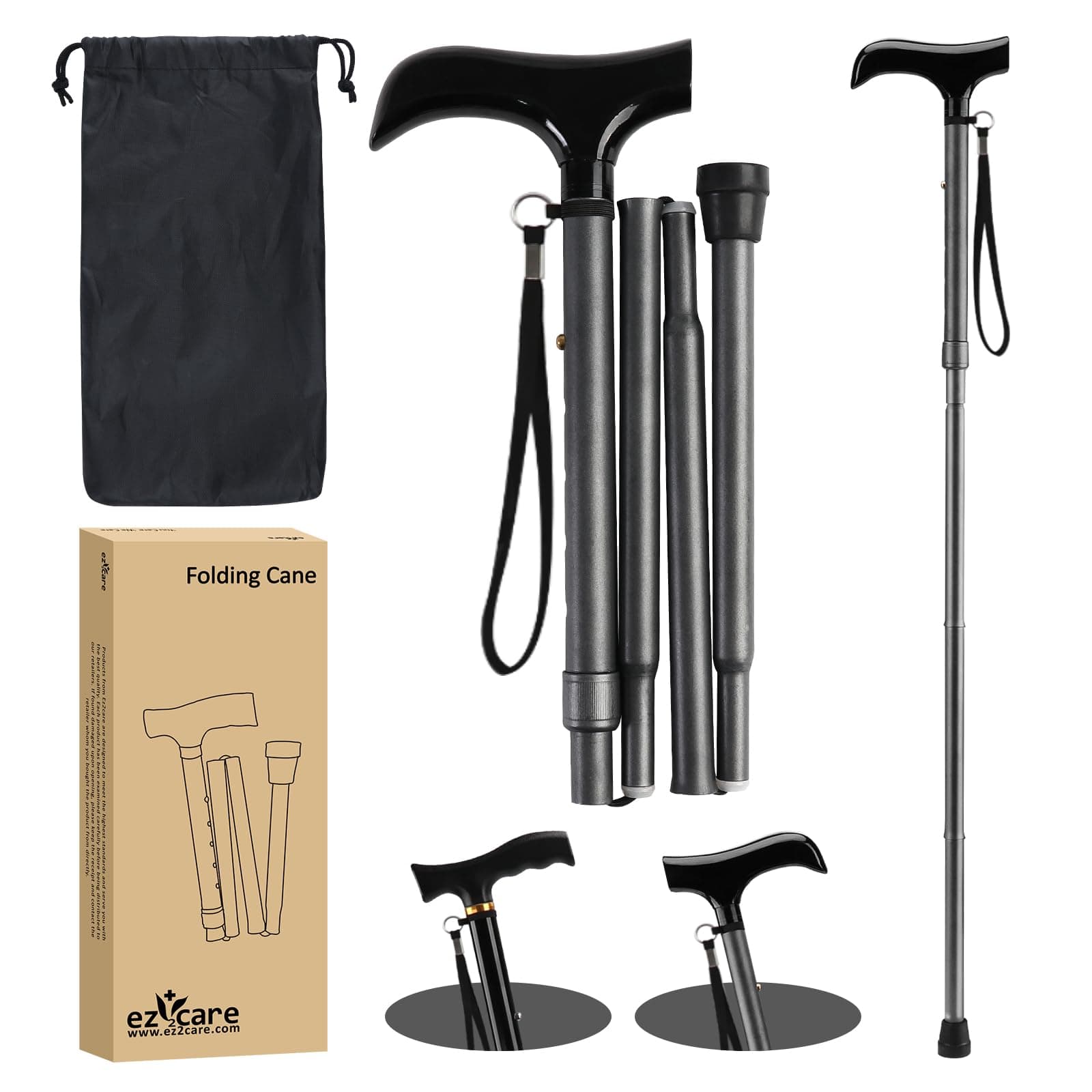 Walking Stick- Adjustable Lightweight Walking Cane, Collapsible Portable Mobility Aids for Seniors, Adults, Disabled, Elderly, Foldable Travel Walking Stick for Men and Women