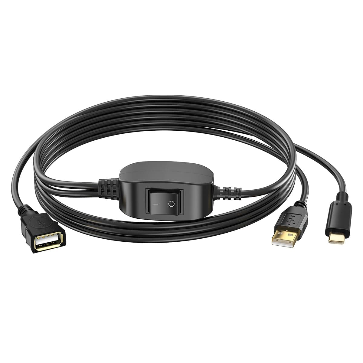 Herfair USB Share Cable USB Female to Type-C & USB Male Splitter Cable for Sharing 1 USB Peripheral to 2 Laptops/Computers