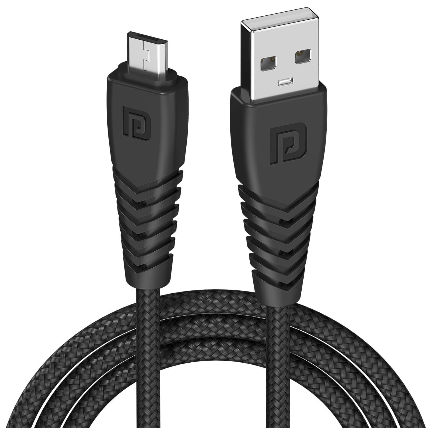 Portronics Konnect B Micro USB Cables For Fast Charging & Data Sync 3.0 Amp with PVC Heads I Nylon Braided I 1 mtr(Black)