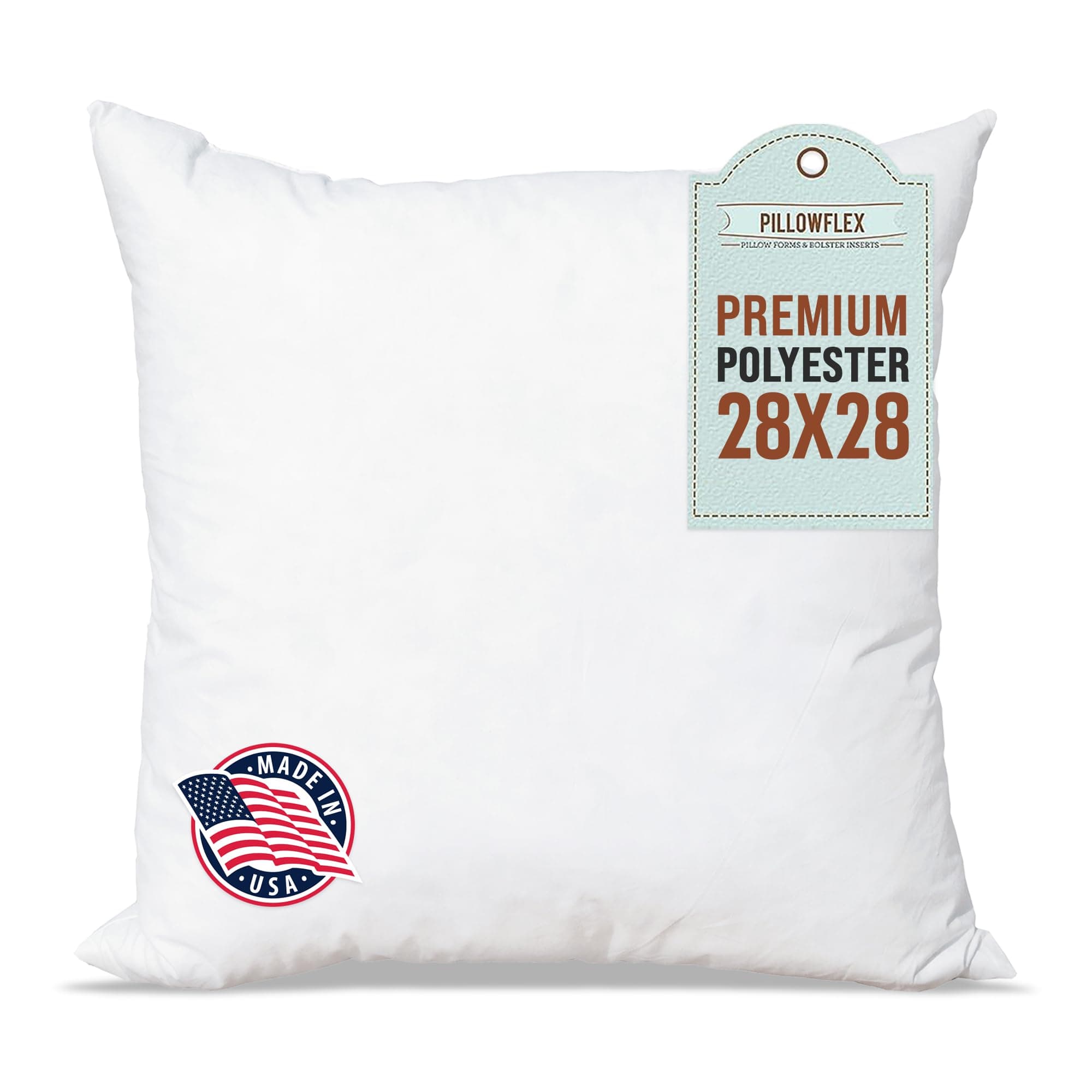 Premium Polyester Throw Pillow Insert - 28x28 - Ultra Soft Square Throw Pillow, Couch Sham, Lumbar, Back, Sofa - Machine Washable - Decorative Accent Form - 1 Soft Pillow