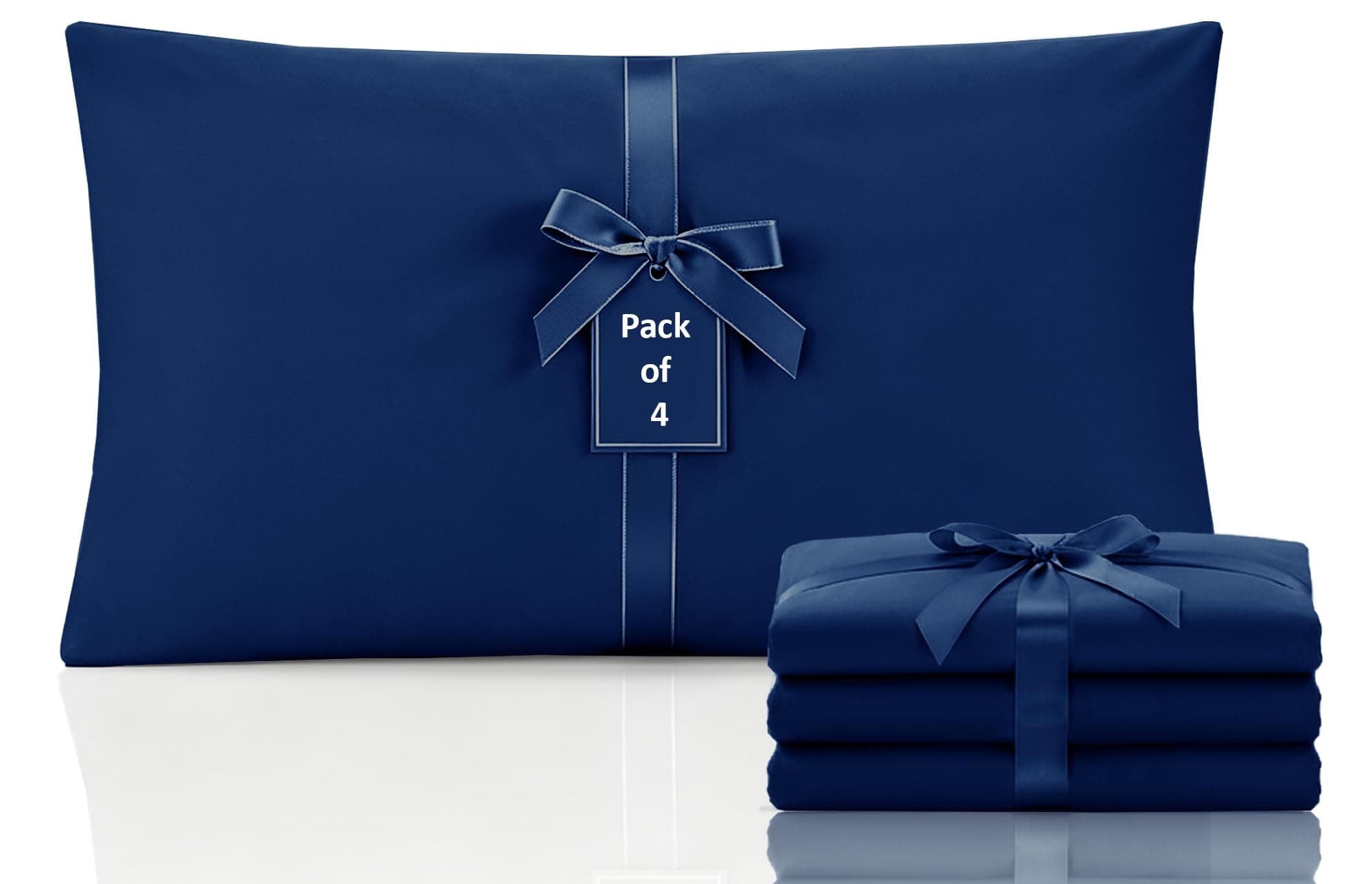 Moonlight Bedding Pillow Cases 4 Pack – Navy Pillowcases Envelope Closure Super Soft Brushed Microfiber Standard House Wife Pillow Covers, (50 X 75 CM)
