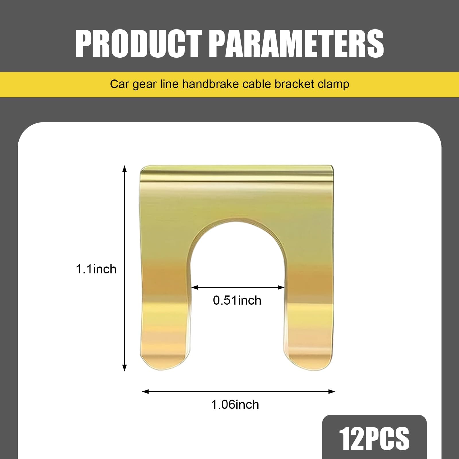 12 PCS Car Gear Shift Cable Handbrake Cable U-clip, 1.06" x 1.1" Metal One-piece Molded Oil Pipe Clip, Multi-purpose Replacement Non-destructive Installation Parts, for Cars (Gold)