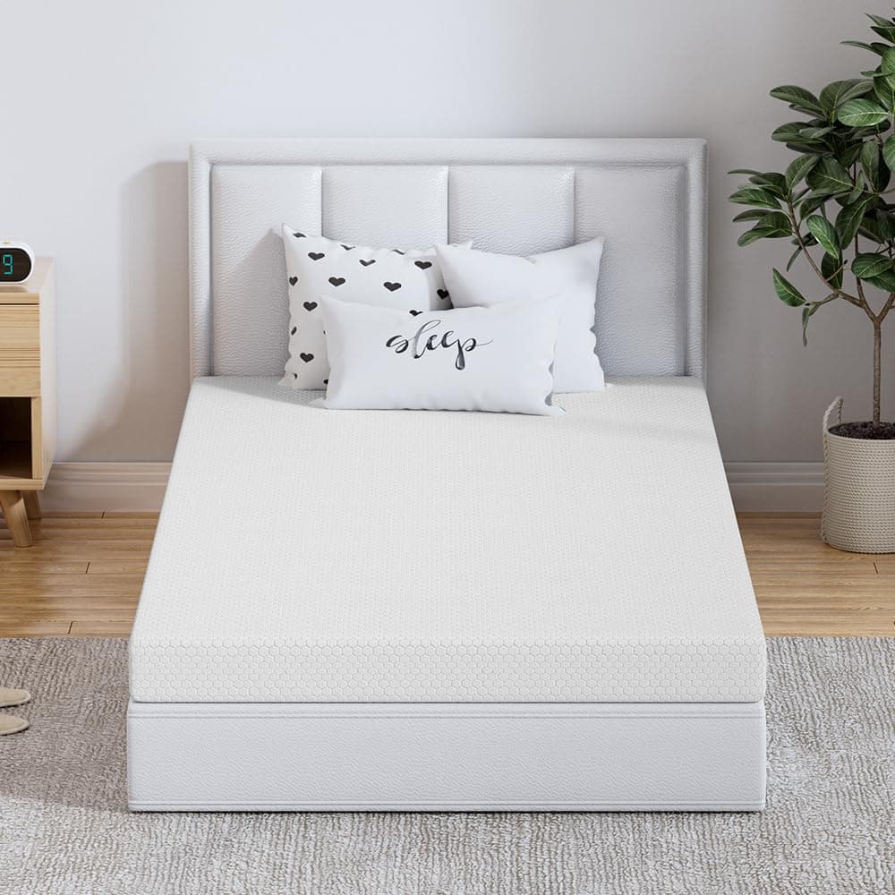 Gwydre 190x90x10CM Memory Foam Single Mattress,High Density Ventilated Memory Foam Bed Mattress,with Removable & Washable Non-slip Cover (L190-W90-H10)