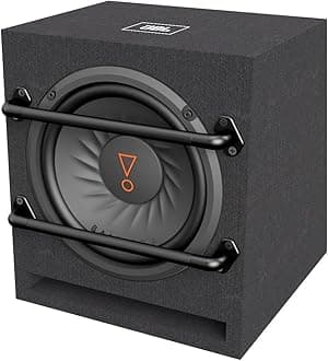 JBL BassPro 8 active subwoofer 8 inch (200 mm), 100 W RMS / 240 W Peak, built-in amplifier, bass reflex, RCA & high-level inputs, bass boost, remote control, compact, powerful bass