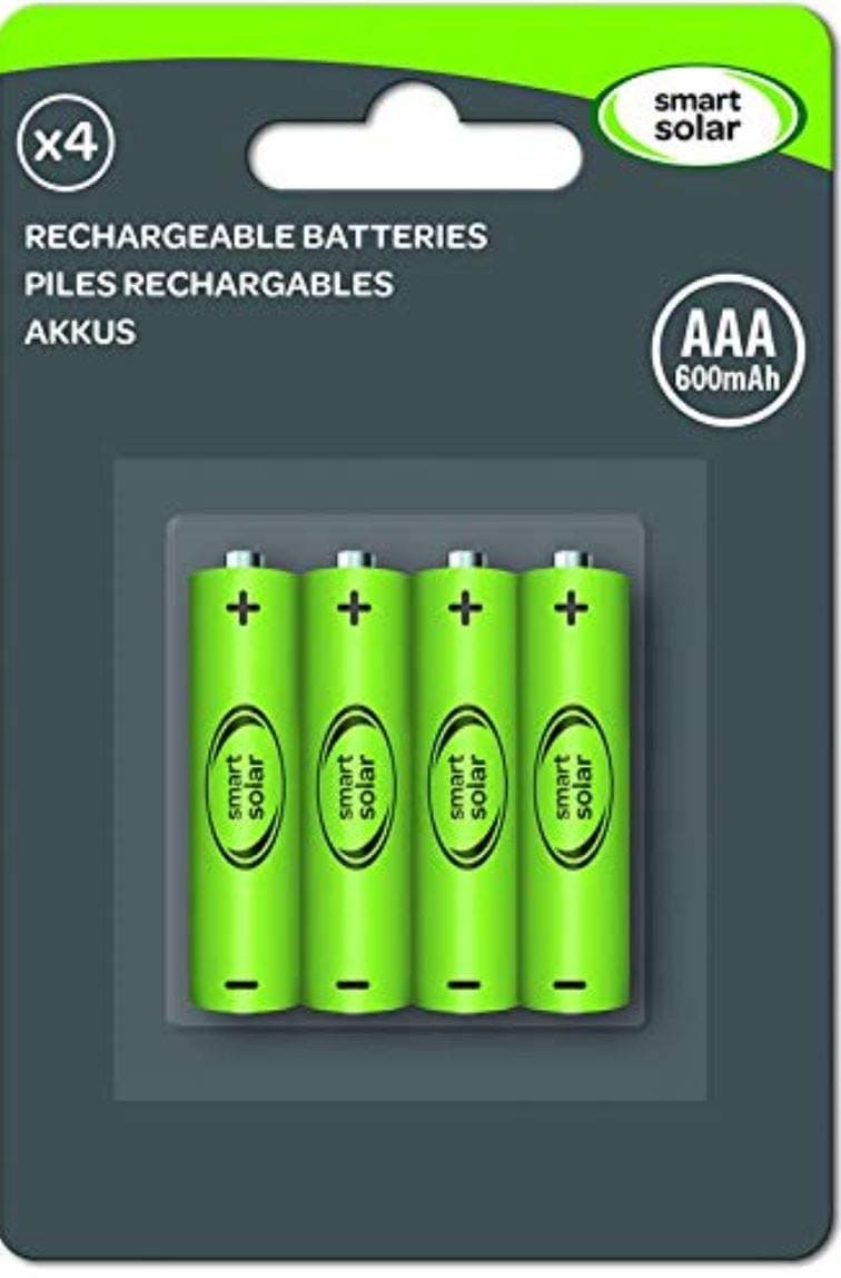 Smart Solar Rechargeable Batteries AAA 600mAh 4 Pack