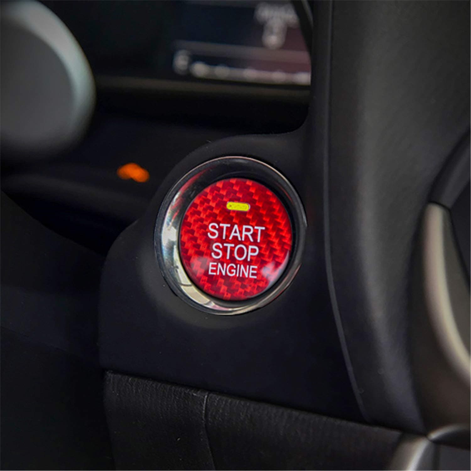M.JVisun Carbon Fiber Engine Start Stop Button Cover Trim For Mazda, Ignition Starter Sticker For Mazda 3 Axela For Mazda 6 Atenza CX-3 CX-4 CX-5 CX-8 MX-5 - Red