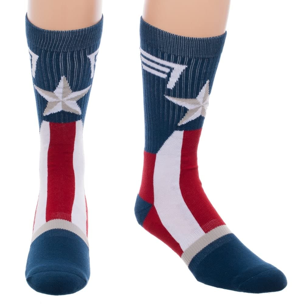 Officially Licensed Marvel Captain America Logo Crew Socks