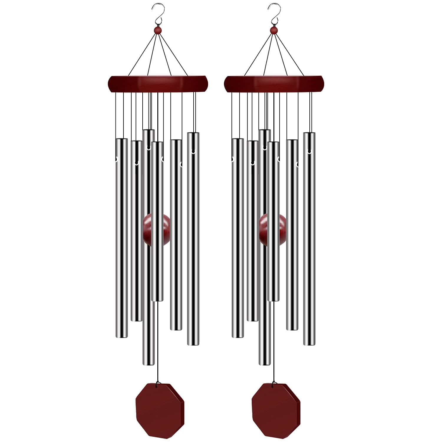 Pgzsy 2 Pack Memorial Wind Chimes Outdoor Large Deep Tone, Elegant Sympathy Wind-Chime Personalized with 6 Tuned Tubes for Garden Patio Balcony and Home