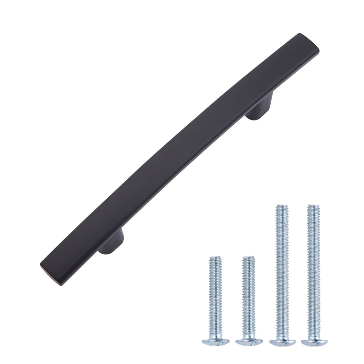 Amazon Basics Modern Curved Cabinet Handle, 5.25-inch Length (3-inch Hole Center), Flat Black, 10-Pack