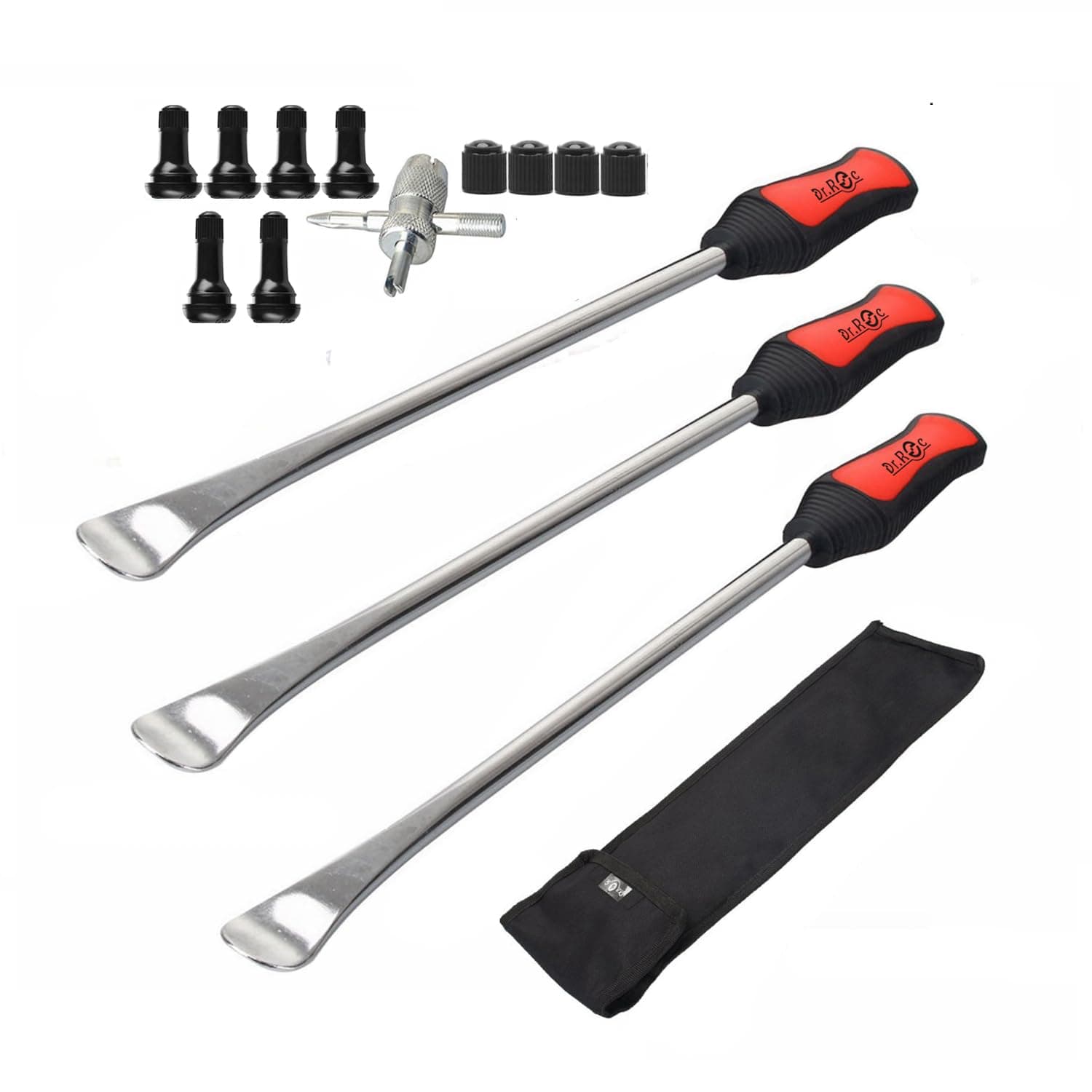 Dr.Roc [14.5inch Perfect Leverage]Dr.Roc Tire Spoon Lever Iron Tool Kit Motorcycle Bike Professional Tire Change Kit w/ Bag - 3 PCS