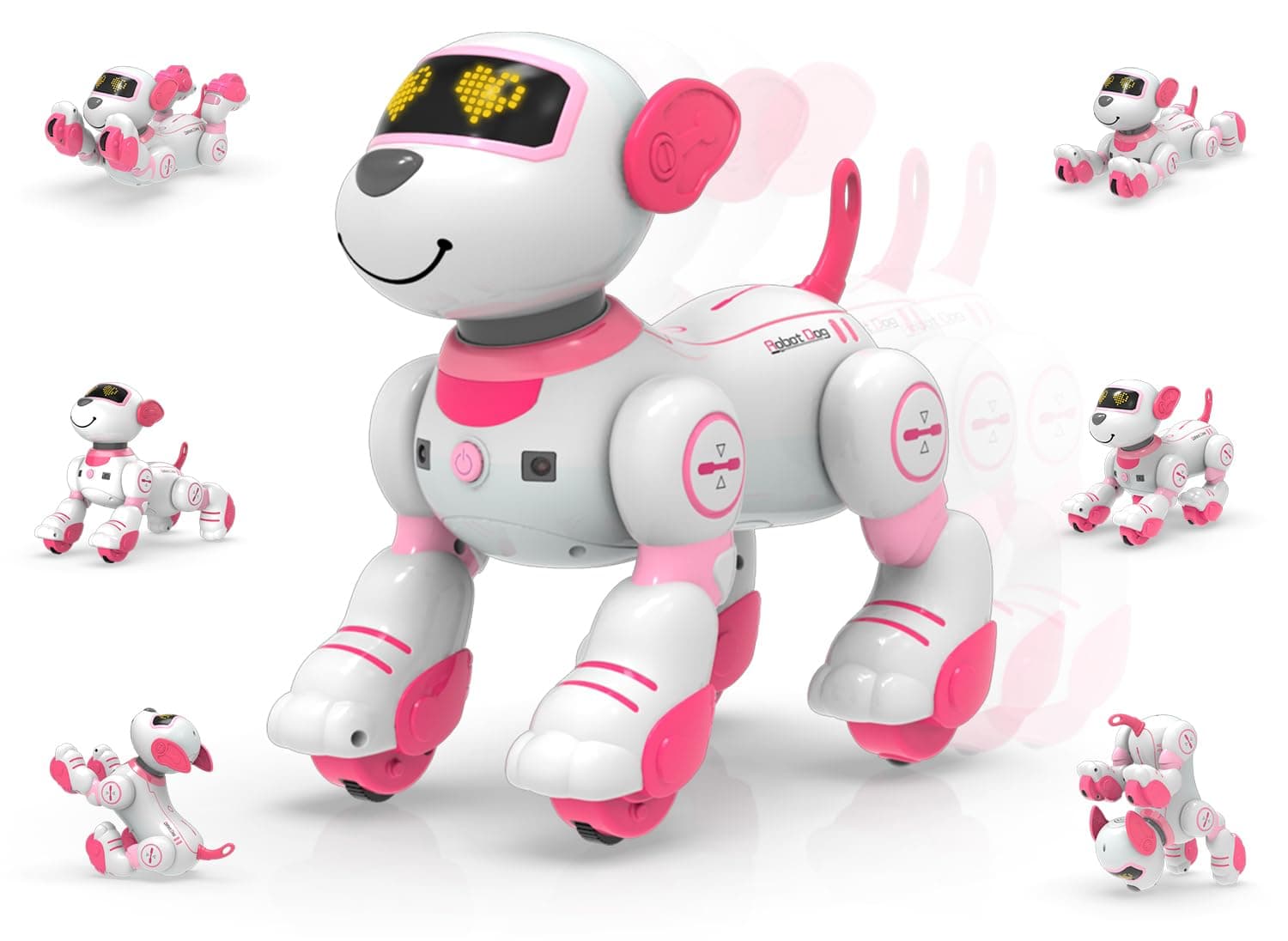 STEMTRON Programmable Remote Control Robot Cat Robot Dog for Kids, Interactive Robotic Dog Robotic Cat, Robo Dog Robo Cat, RC Robot with Touch Sensing, LED Eyes, Dance & Music