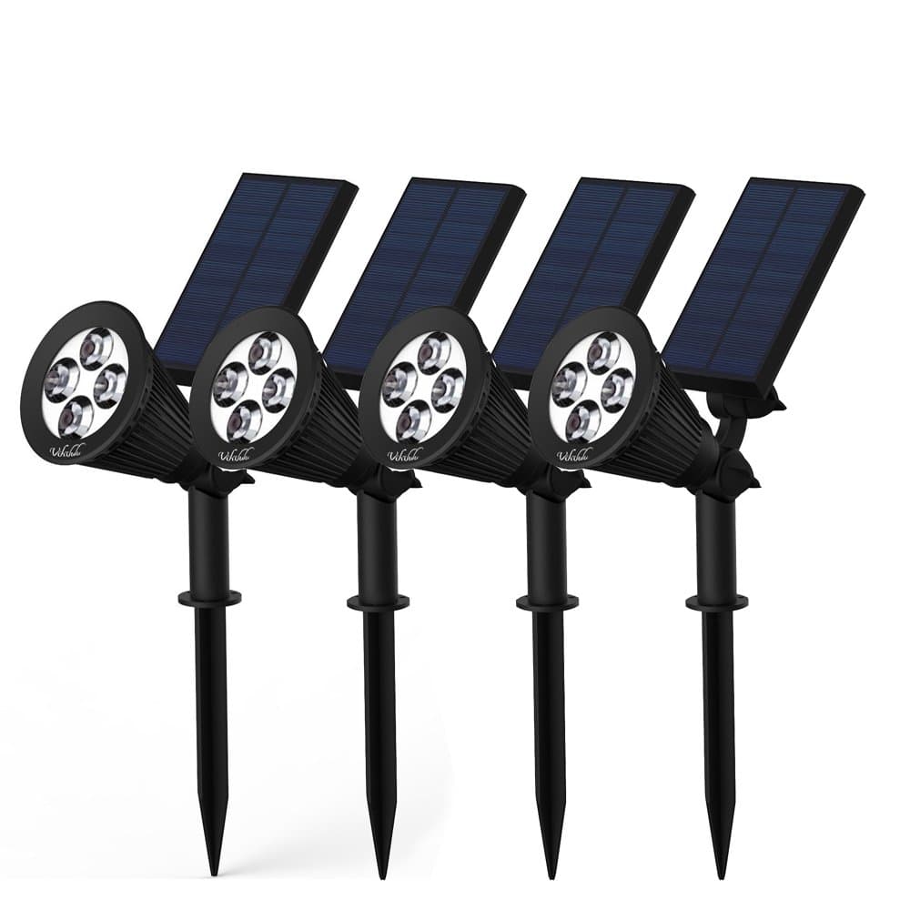 Solar Spotlights 4 pack,Solar Powered Lights 2-in-1 Adjustable In-Ground Light Landscape Wall Light Waterproof Security Light for Outdoor Yard Garden Lawn - Auto-On/Off (4-pack)