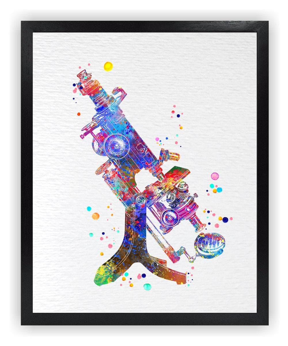 Dignovel Studios 8X10 Unframed Optical Microscope Biology Tools Science Art Laboratory School Discovery Watercolor Art Print Poster DN718