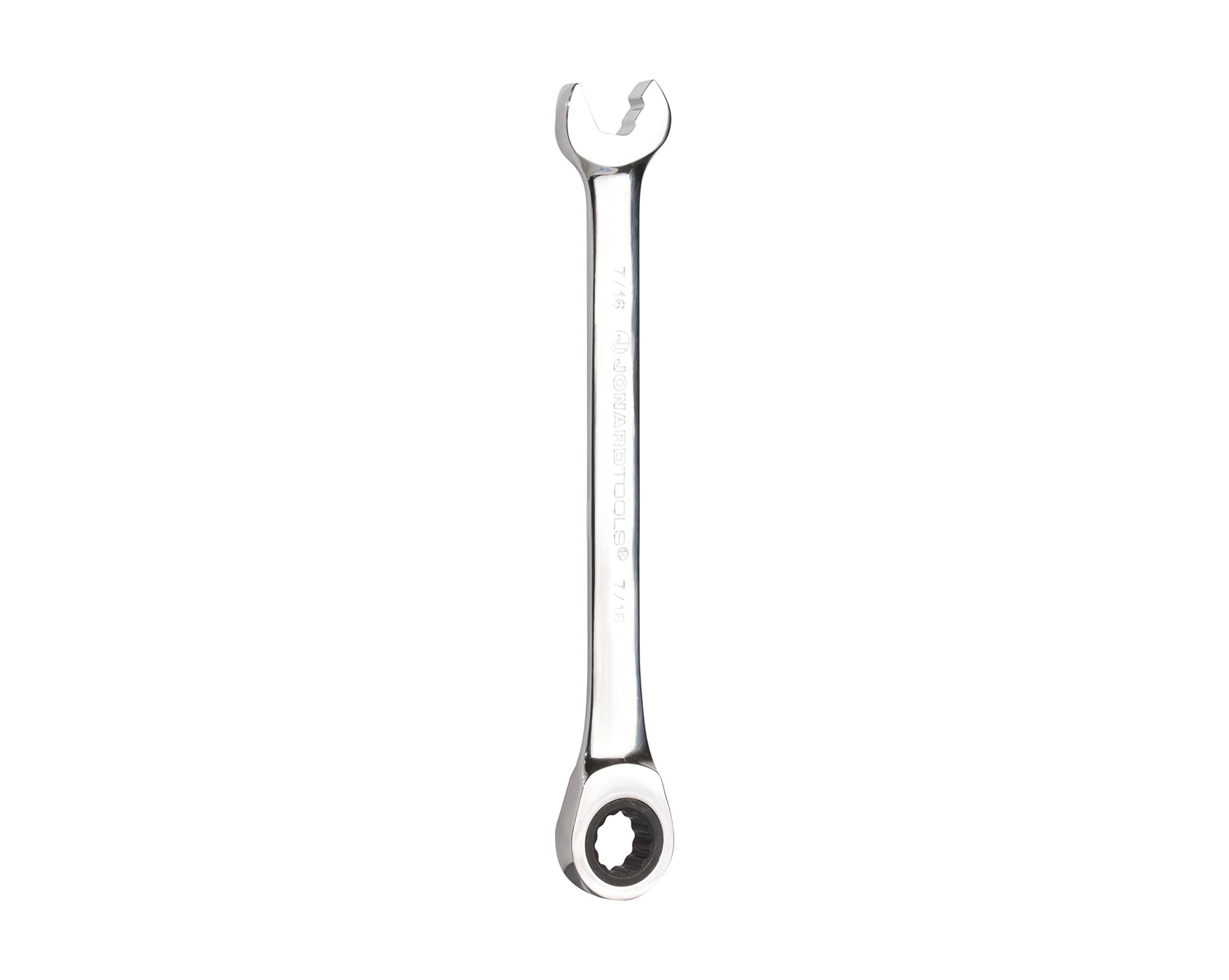 Jonard Tools ASW-R716, Ratcheting Combination Speed Wrench, Angled Head, 7/16"