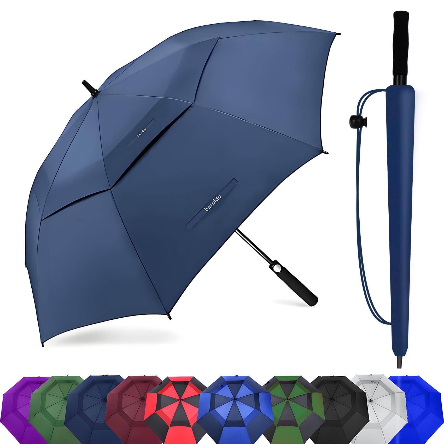 Golf Umbrella Large 62/68/72 Inch, Extra Large Oversize Double Canopy Vented Windproof Waterproof Umbrella, Automatic Open Golf Umbrella for Men and Women and Family.