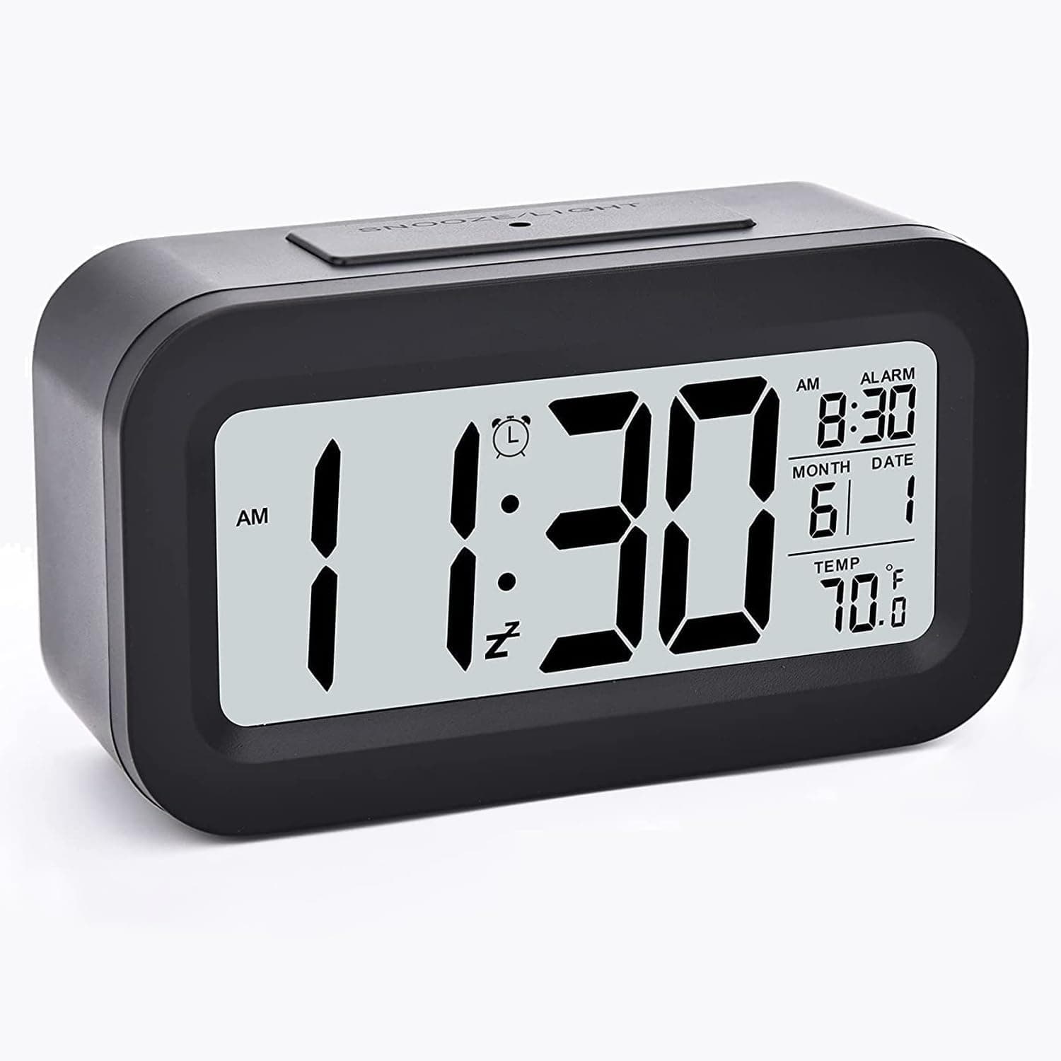 Necomi Nightlight Digital Alarm Clock, Creative Smart, Bedside Desk Table Electronic Clock Battery Operated Mute Luminous Alarm Clock with Adjustable Light, Suitable for Students and Children