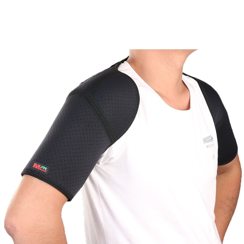 Adjustable Sports Back Shoulder Brace Shoulder Pad Wrap Support Belt Single Sports Pretector - G08 by Mumian Black (Black)