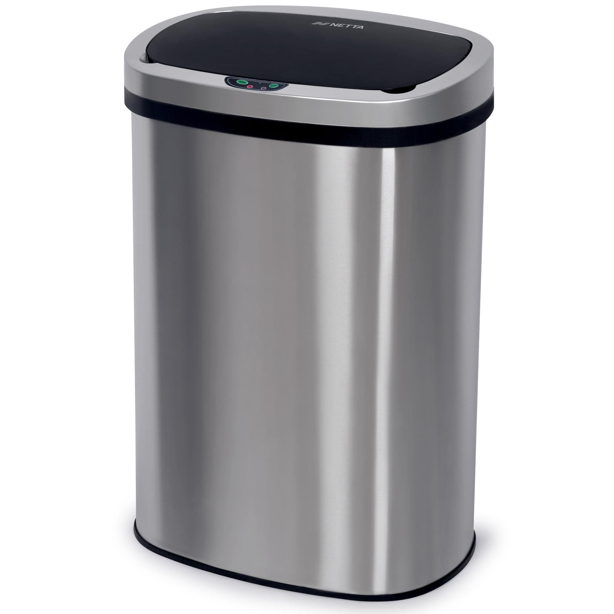NETTA 50L Sensor Bin for Kitchen - Large Automatic Motion Sensor Waste Rubbish Bin - Touch Free Smart Bin with Infrared Lid & Non Skid Base - Electric Bin for Home, Office, & Trash Can - Silver
