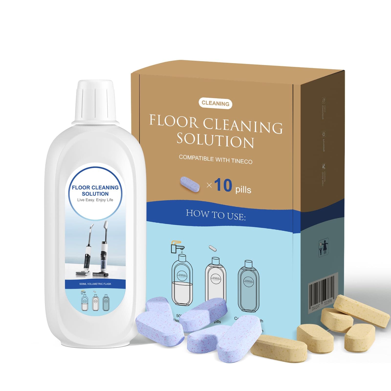 10 Bottles Compatible with Tineco Cleaning Solution Pet 500ml Per Bottle Lavender Scents and Orange Scents Floor Cleaner Compatible with All Robot Vacuums with Mopping and Cordless Wet/Dry Vacuum