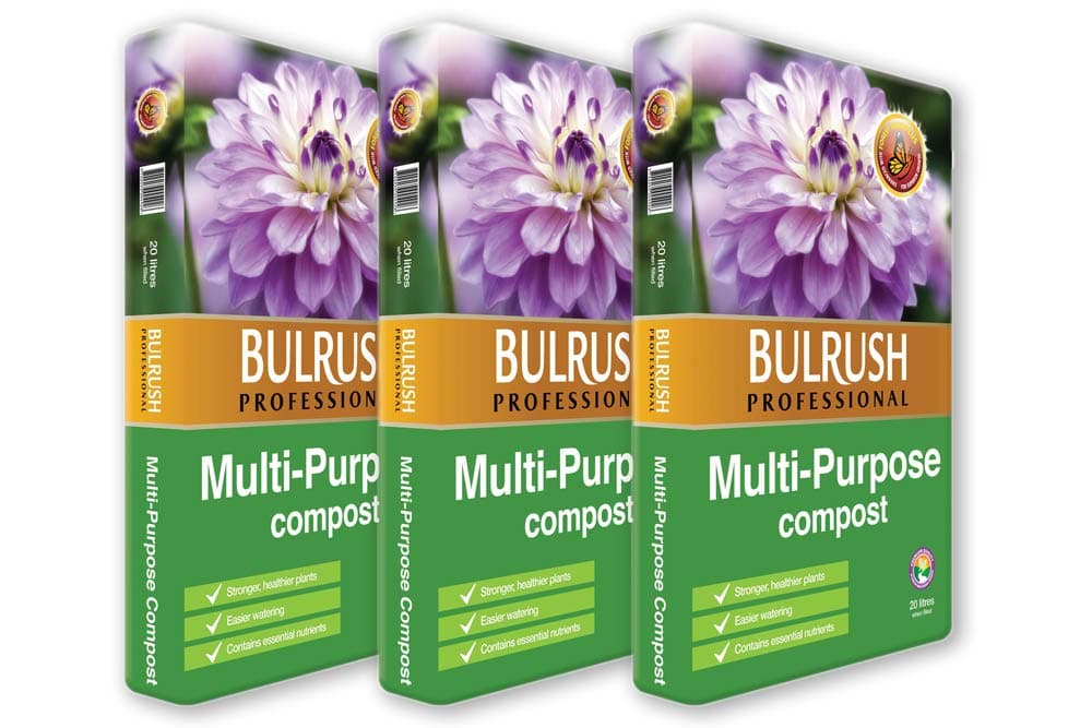 Bulrush Multi-Purpose Compost x 3 in 20 Litre Bags, Brown