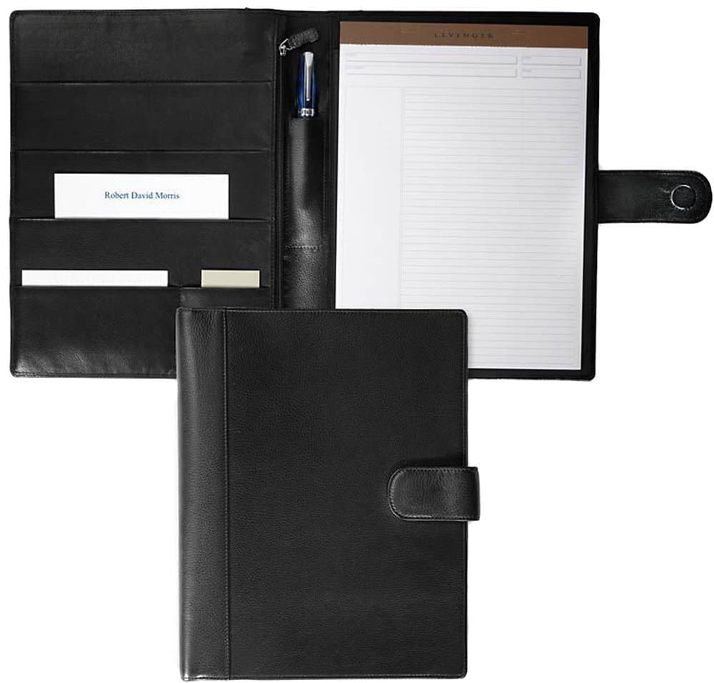 Executive Deluxe Portfolio Padfolio Premium Leather (Black)