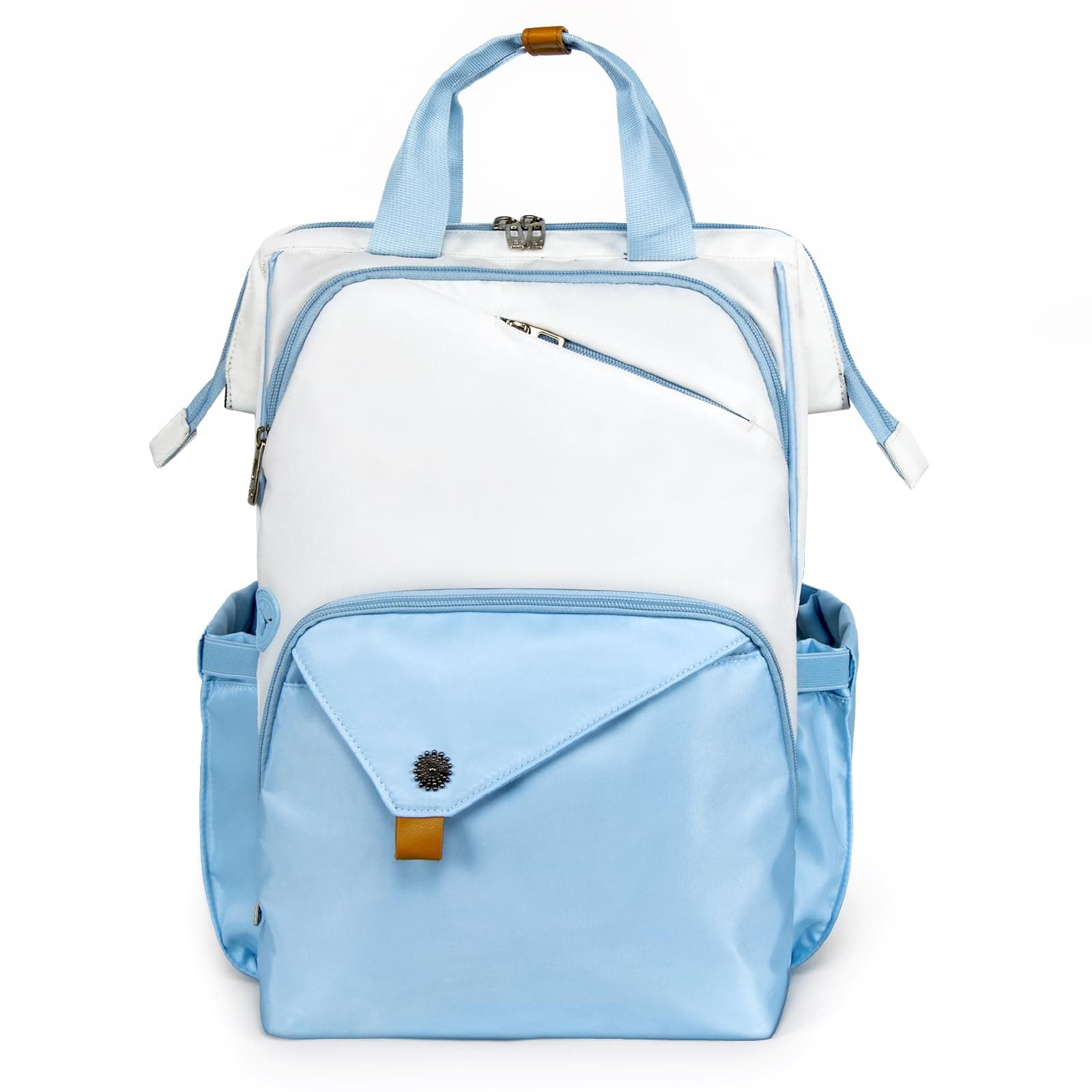 Travel Backpack Carry On Flight Approved, Laptop Backpack for School, Work Backpack Woman, White Blue（7651-WB）