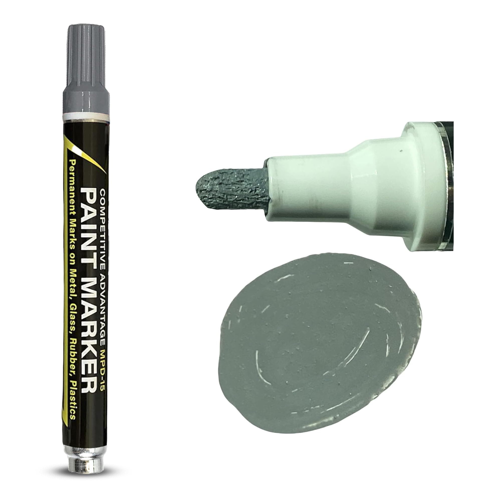 Enamel Paint Markers MPD-15 | GRAY - 1 Pack | Permanent Marks on Metal, Glass, Rubber, Plastic & more, Waterproof UV Resistant