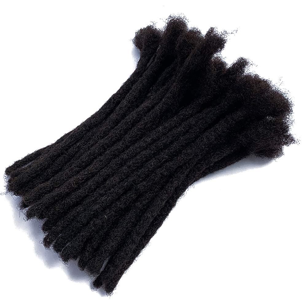 YONNA 100% Human Hair Medium Size (0.8cm Width) Dreadlocks Extensions 20Locs Full Handmade 8inch Natual Black #1B