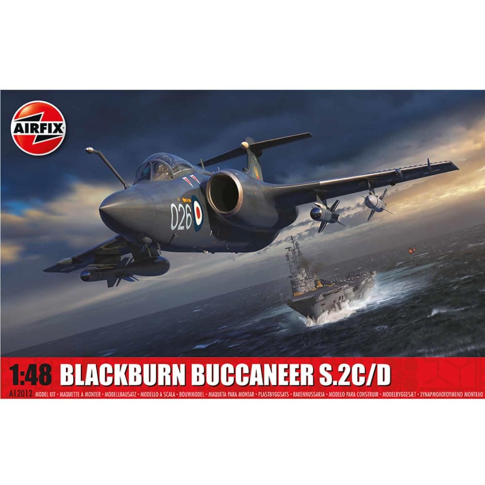 Airfix Model Set - A12012 Blackburn Buccaneer S.2C/D Model Building Kit - Plastic Plane Kits for Adults & Children 8+, Set Includes Sprues & Decals - 1:48 Scale