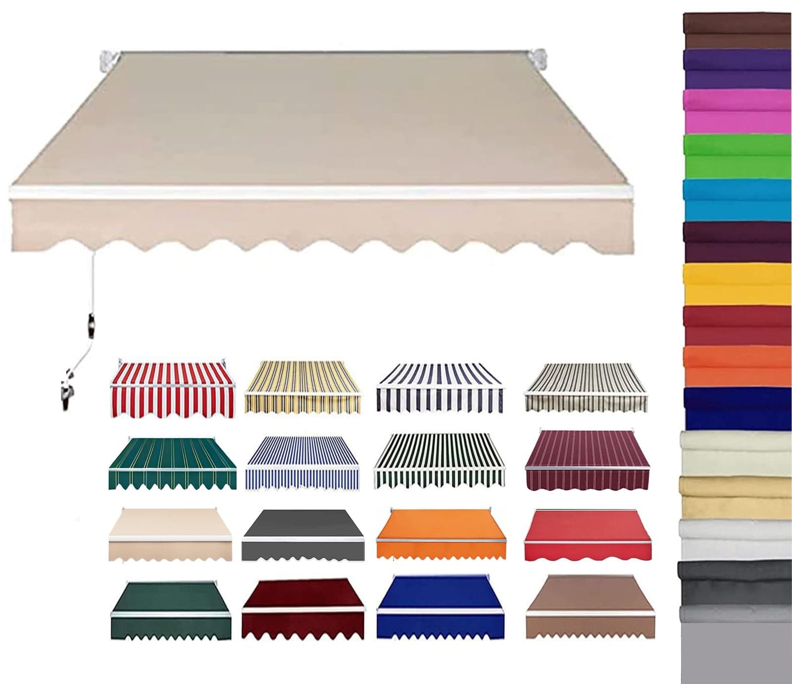 Retractable Patio Awning Replacement Fabric (Without Frame) Waterproof Shade Sun Shade Awning Cover Outdoor Patio Canopy Sunsetter Deck Awnings Polyester(B,(10x5ft) 3x1.5m)