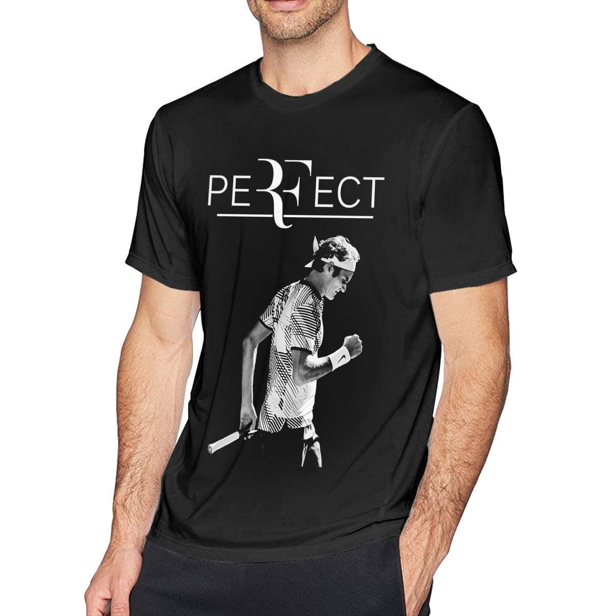 Pimkly Mens Particular Roger Federer Tshirt Black