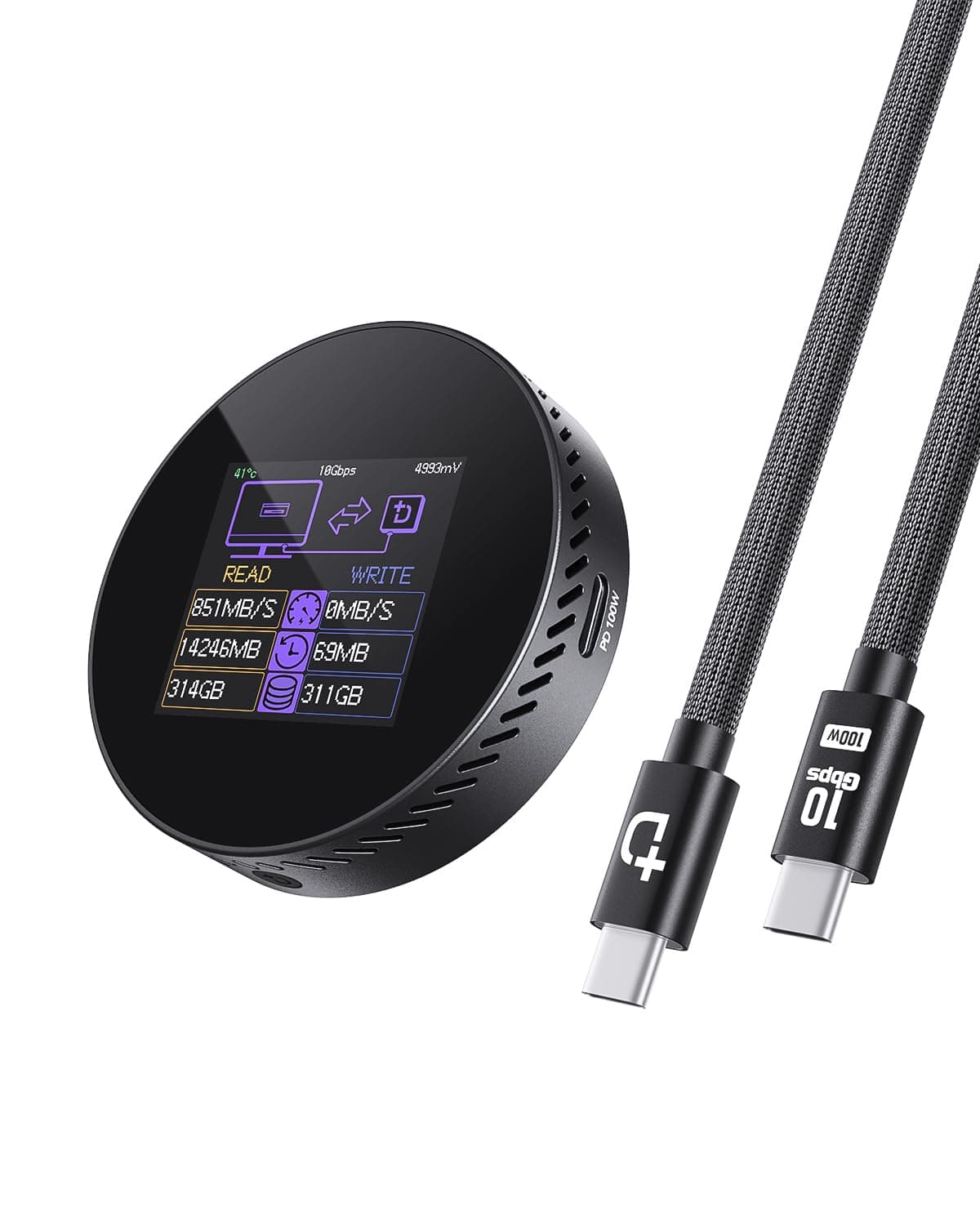 DOCKCASE Magnetic Visual M.2 2242 NVMe SSD Enclosure, 10Gbps USB 3.2 Type-C, 100W PD, 3s PLP Data Protection, Fits 2242/2230 NVMe PCIe, Compatible with MagSafe for iPhone 17/16/15 Pro Max ProRes