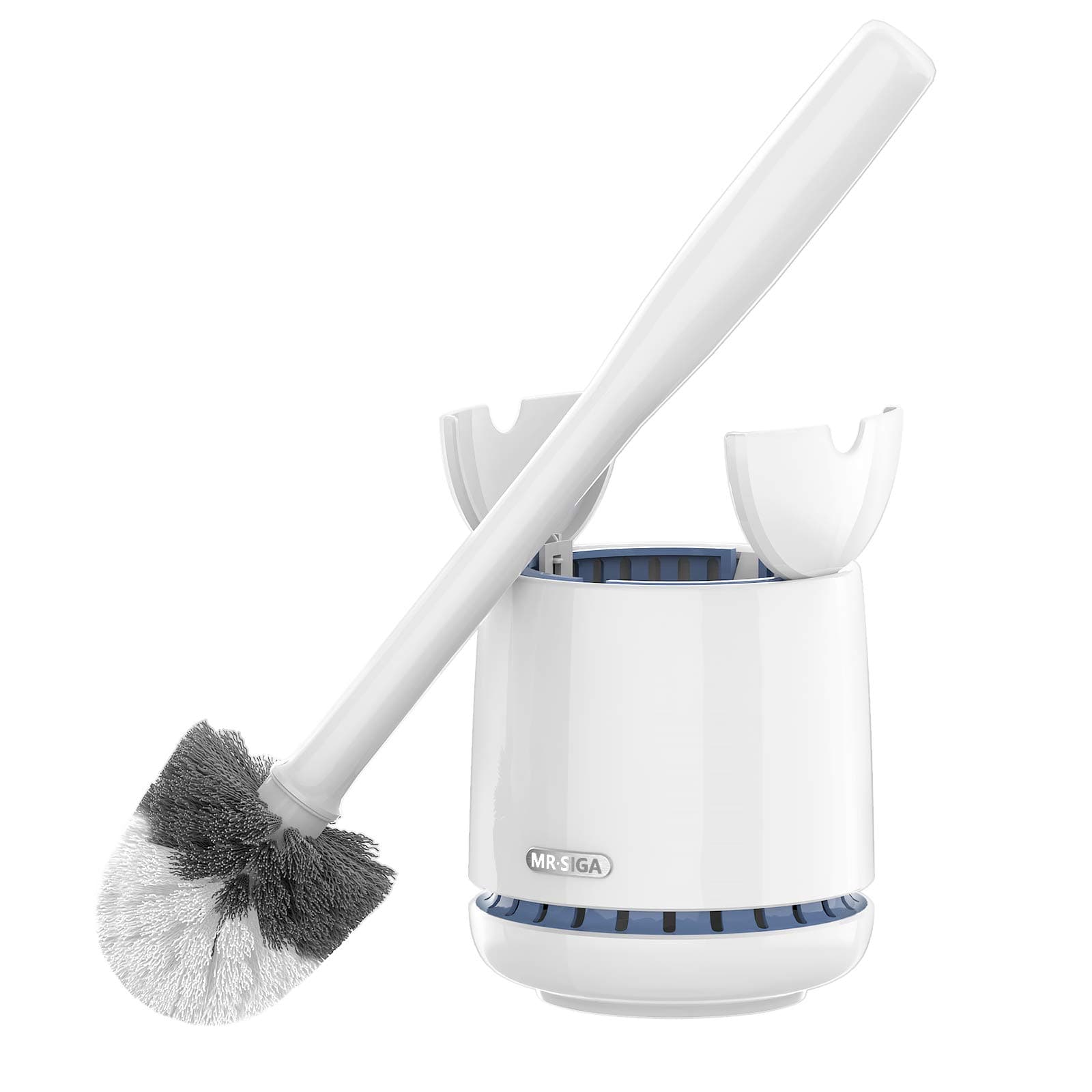 Toilet Bowl Brush and Holder, Premium Quality, with Solid Handle and Durable Bristles for Bathroom Cleaning, White, 1 Pack