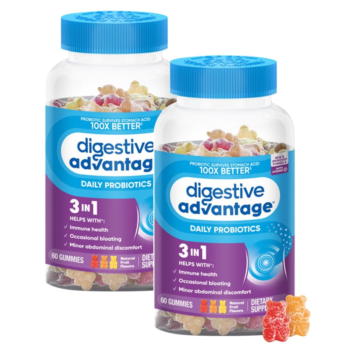 Digestive Advantage Probiotic Gummies, 60 count (Pack of 2)