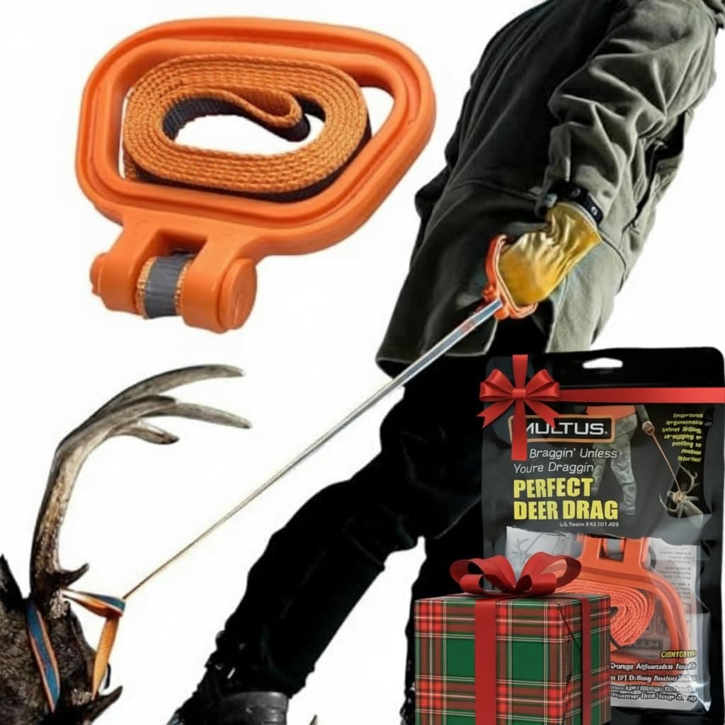 MULTUS Perfect Deer Drag Fast & Easy to use Durable Safety Reflective Orange Strap Compact Comfort Grip Handle Game Dragger and Hunting Gear