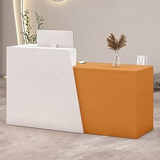 Retail Reception Desk with Storage, Modern Checkout Counter for Store, Anti-Scratch Front Desk for Salon, Boutique, Cafe – Easy Assembly R 55.1" × 16.5" × 39.4"