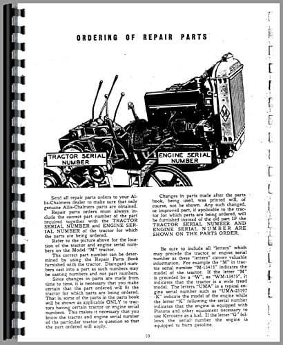 Allis Chalmers M Crawler Service Manual Plastic Comb