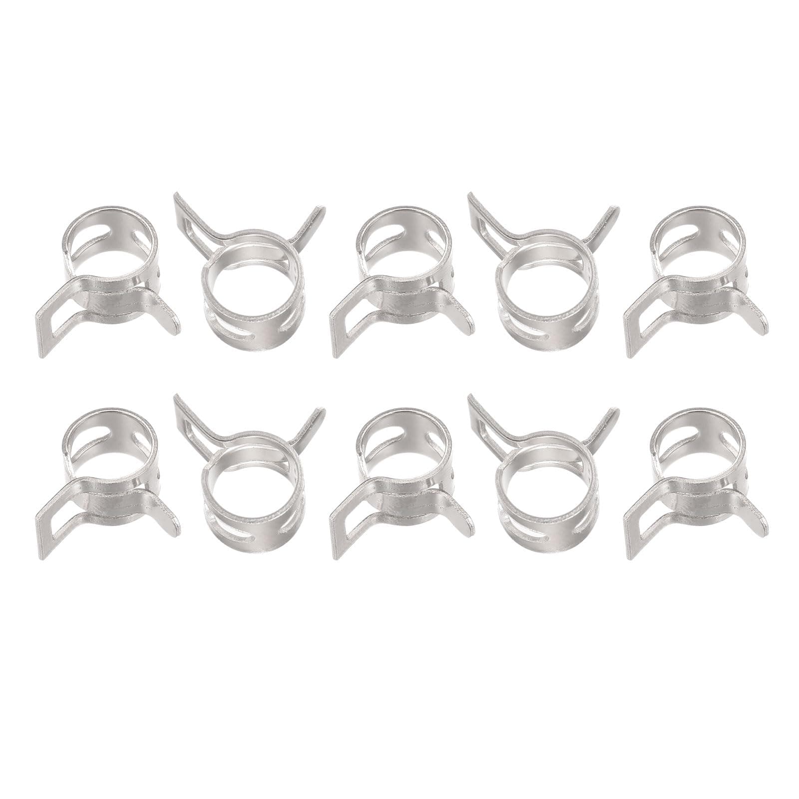 sourcing map 10pcs 7mm Spring Band Type Action Fuel/Silicone Vacuum Hose Pipe Clamp Low Pressure Air Clip Clamp, Nickel Plated