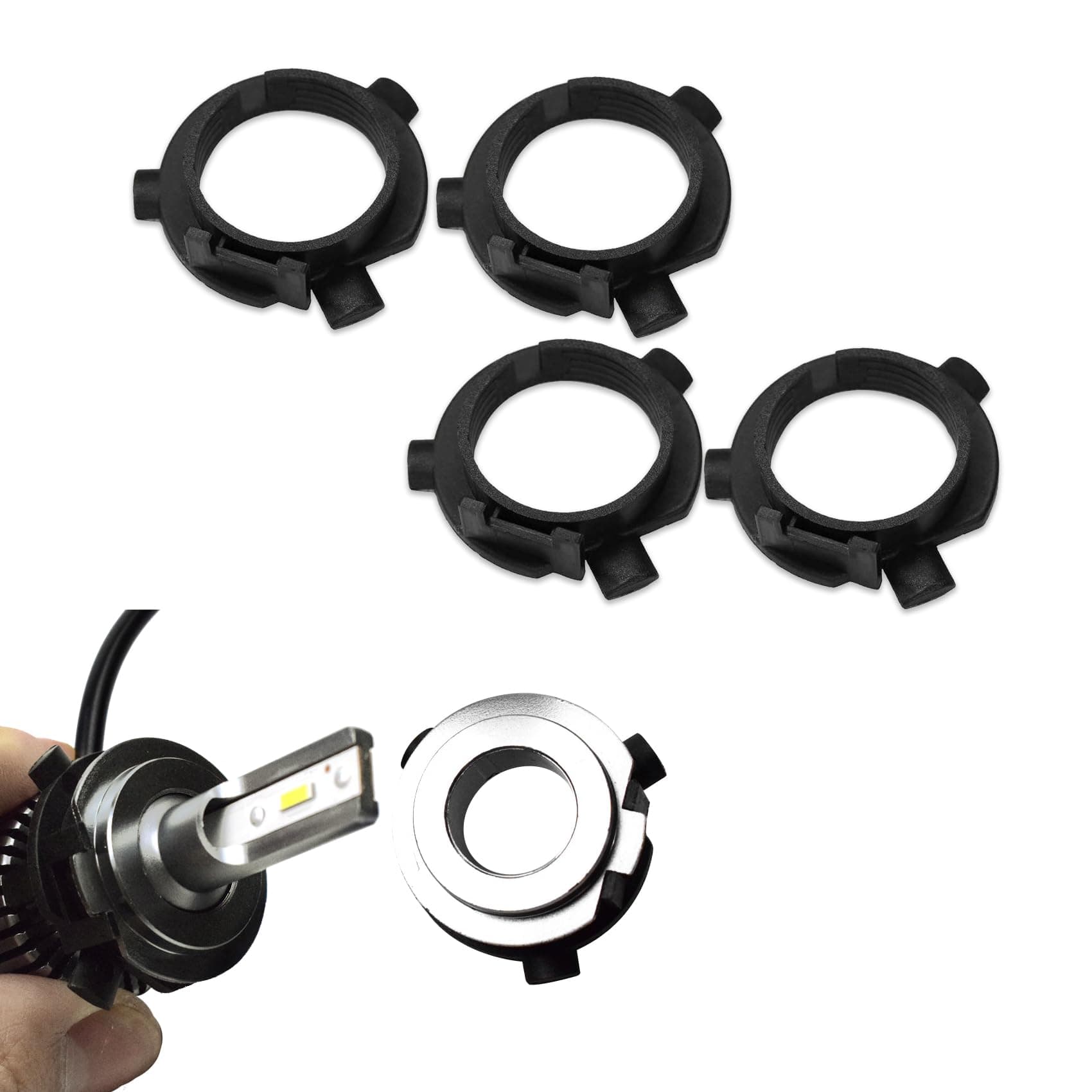 4PCS Car LED Headlight Base, H7 LED Headlight Car Bulb Adapter Holder Socket, Headlight Bulb Retainers Holder Adapter Socket for KIA K3 K4 K5 Sorento SportageR Coupe Grand Santa Fe Hyundai Sonata9