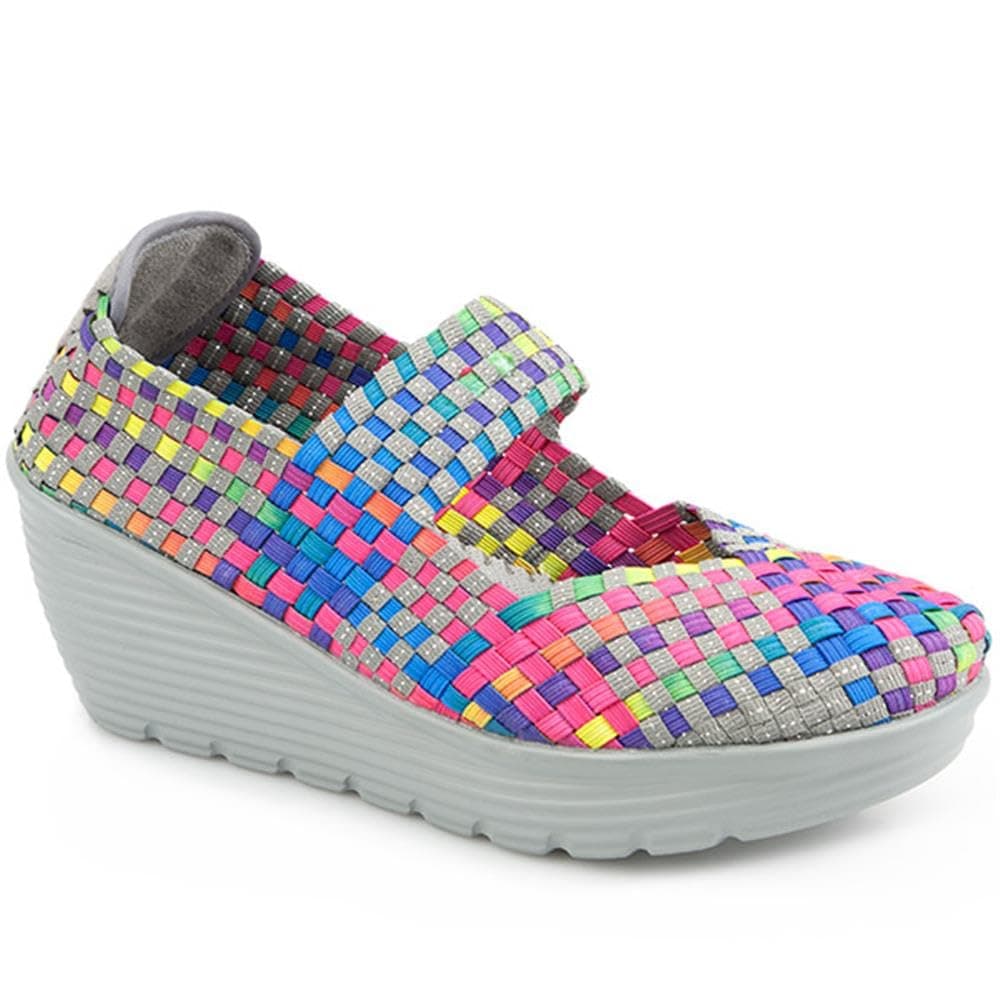 Pavers Elasticated Wedge Mary Jane