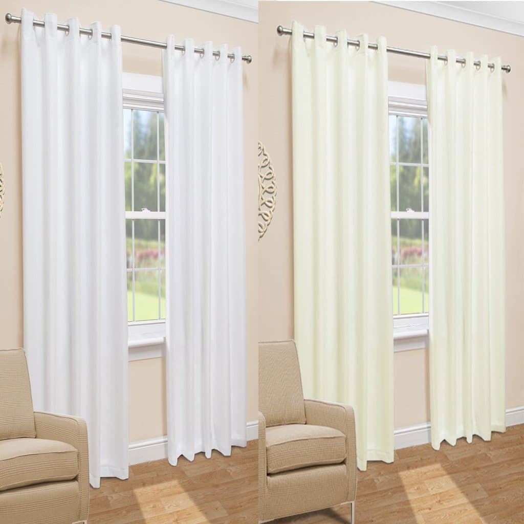 John Aird Evie Lined Voile Eyelet Curtains (White, 229cm Width x 137cm Drop (90"x 54")