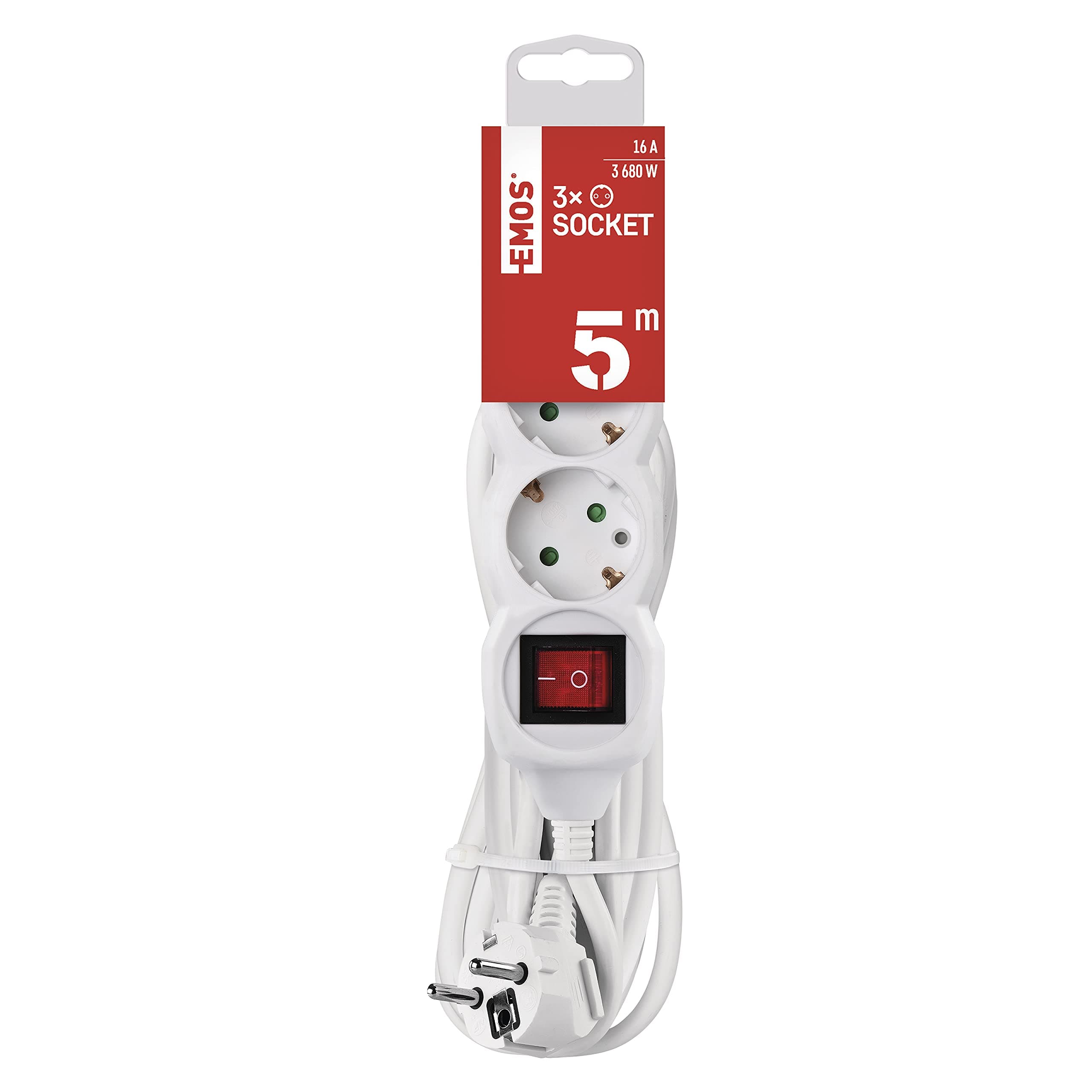 Emos Power Strip 3-Way Plug 5 m with Switch, SE1315 1.5